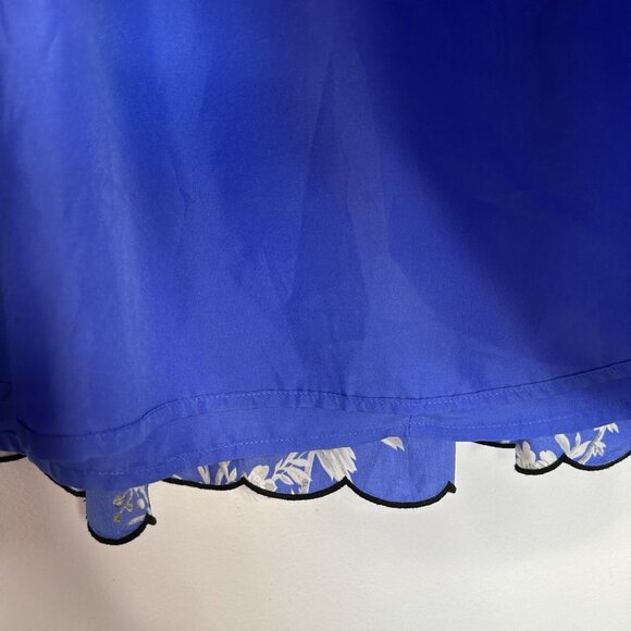 Talbots Midi Skirt Blue Etched Toile Scalloped Size 12 - Picture 6 of 12